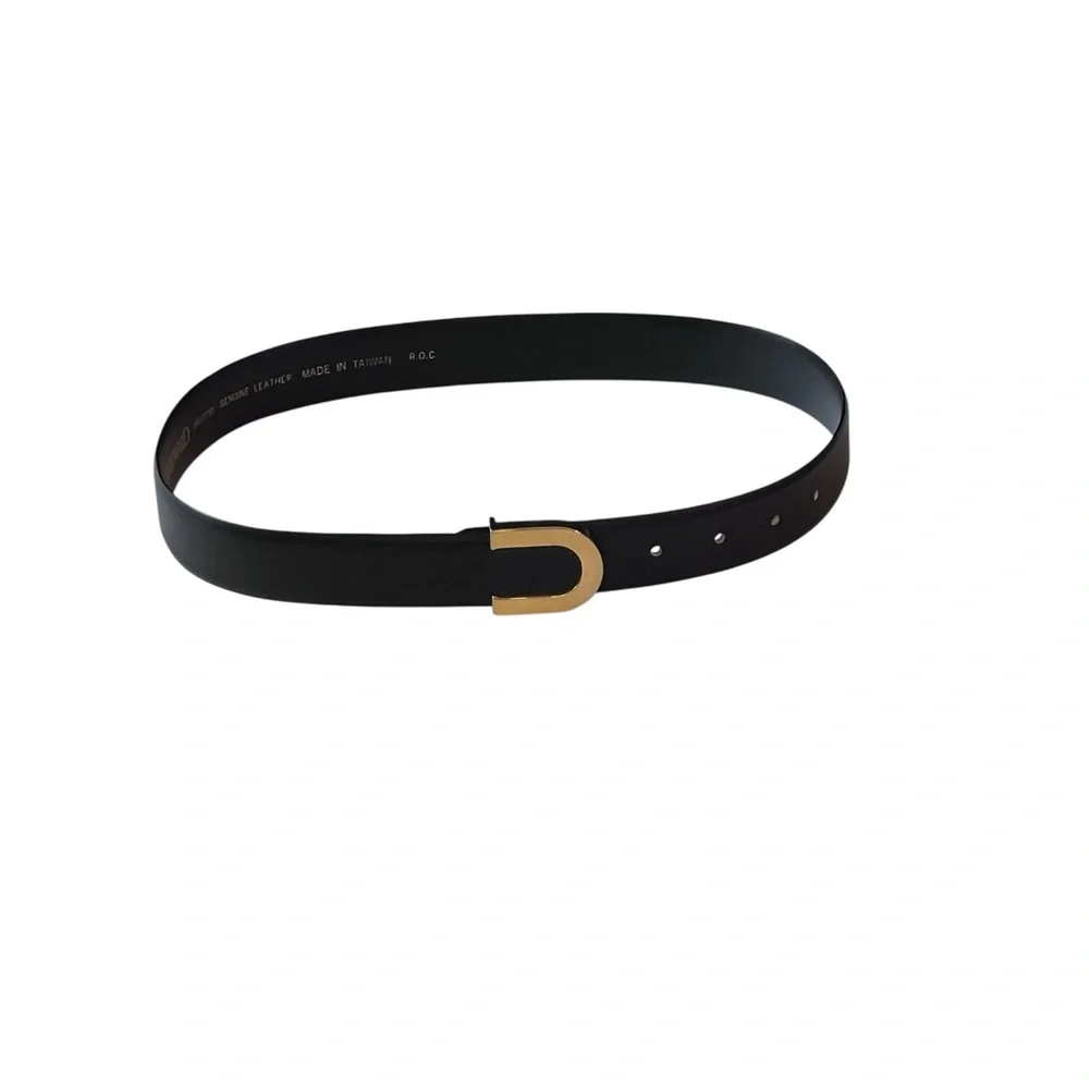 Woodward Black‎ Genuine Leather Belt with Gold C Buckle Belt Size Medium
